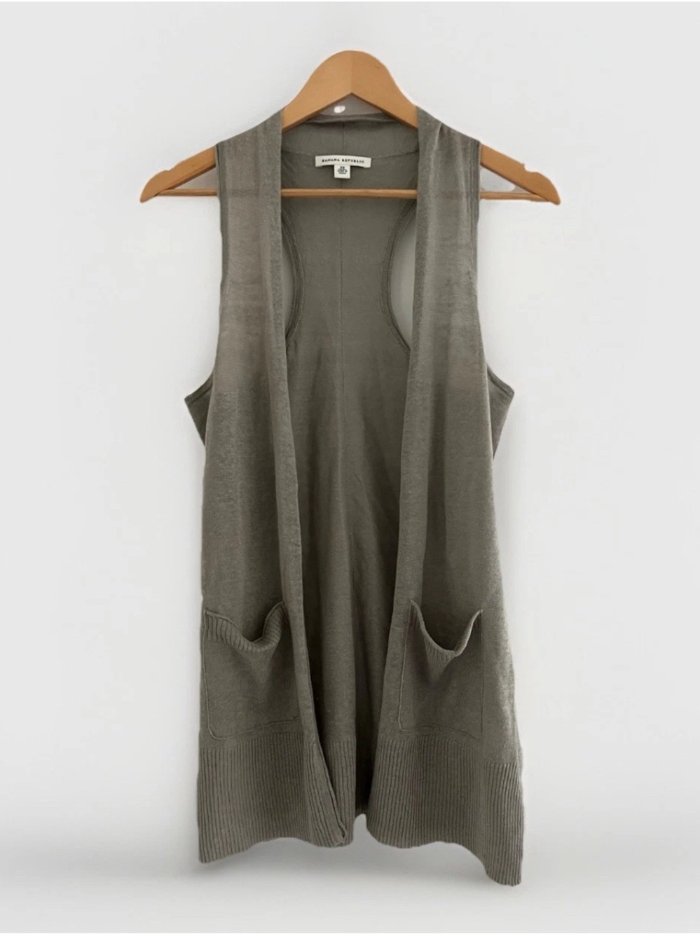 Banana Republic Summer Linen Sleeveless Open-Front Long Cardigan Vest XS